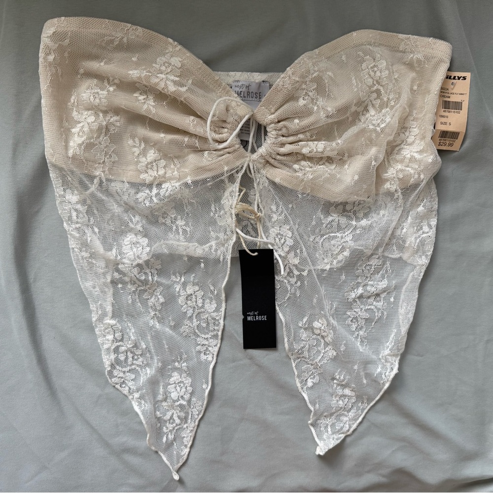 West of Melrose Cream Lace Strapless Top